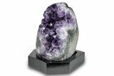 Deep Purple Amethyst Geode With Wood Base - Uruguay #275708-1